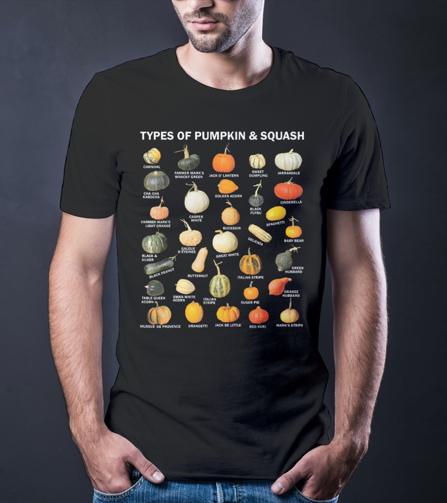 Types Of Pumpkin And Squash Carnival To Mark's Stripe Autumn Harvest T-Shirt