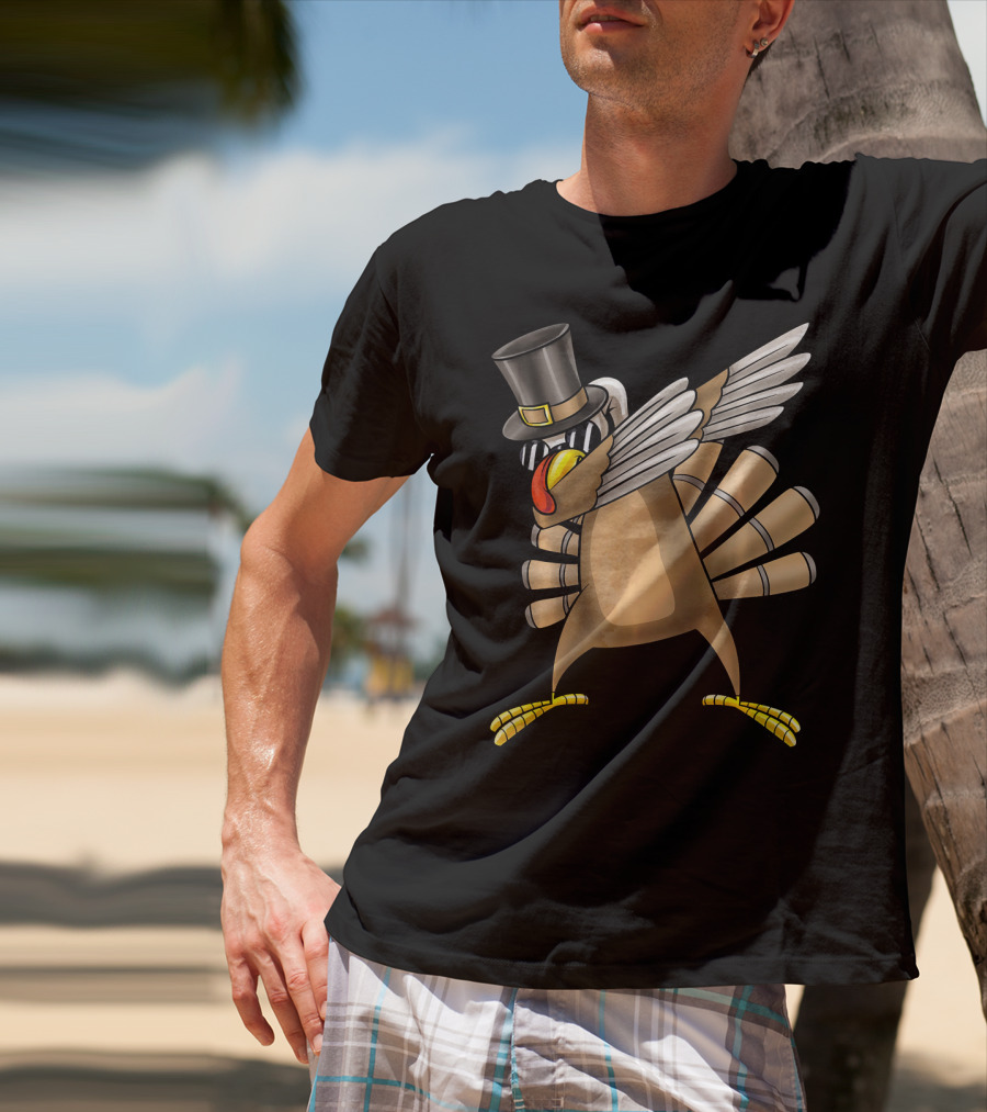 Top Hat Dabbing Turkey Thanksgiving T-Shirt