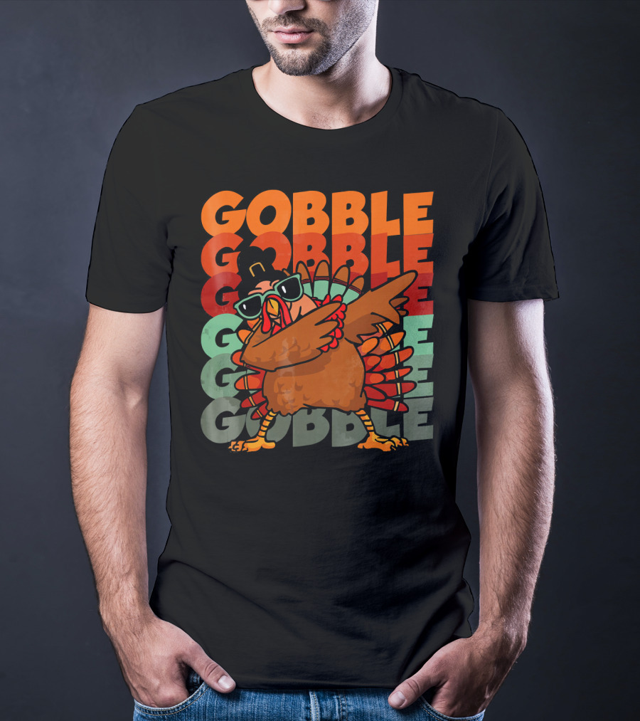 Gobble Gobble Dabbing Turkey With Sunglasses T-Shirt