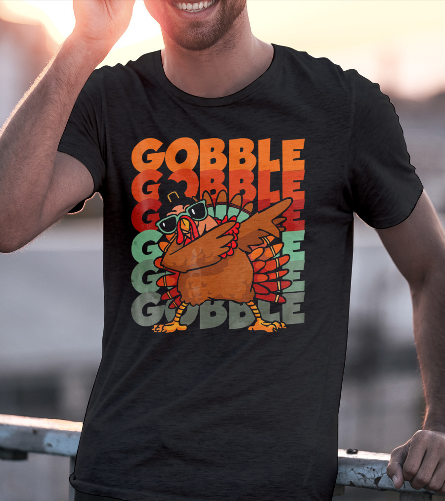 Gobble Gobble Dabbing Turkey With Sunglasses T-Shirt