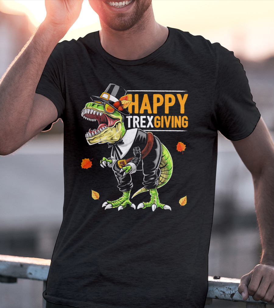 HAPPY TREXGIVING Dinosaur Pilgrim Thanksgiving T-Shirt
