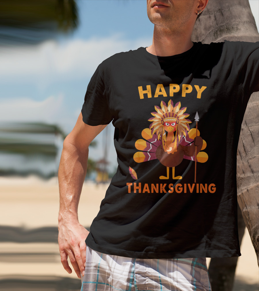 Happy Thanksgiving Native American Indian Turkey T-Shirt
