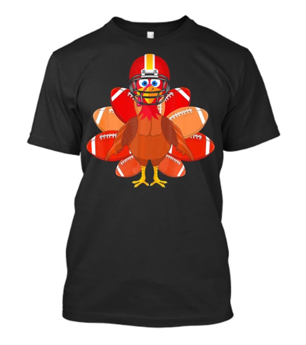 Turkey With Football Helmet Thankful Thanksgiving Football T-Shirt