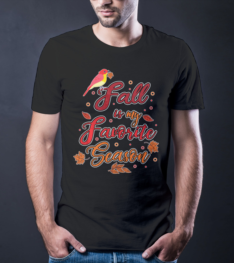 Fall Is My Favorite Season Autumn Harvest Bird And Leaves T-Shirt