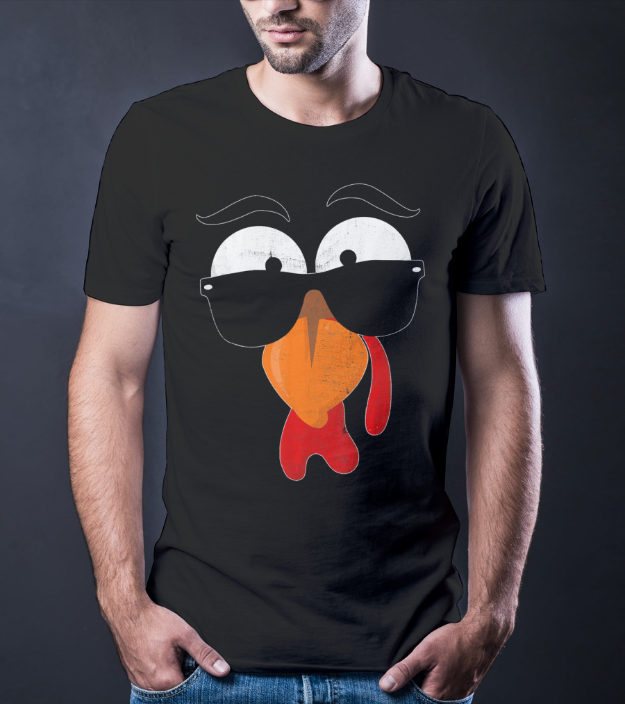 Funny Turkey Face Costume Thanksgiving Humor T-Shirt