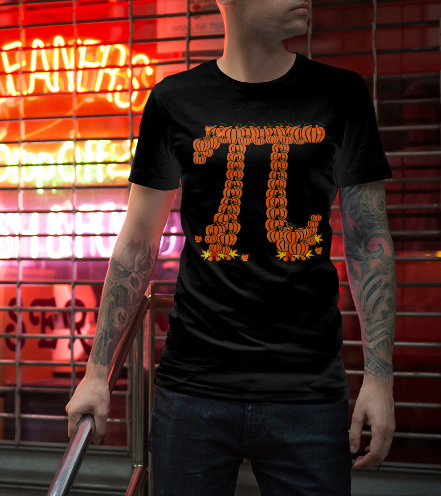 Pumpkin Pi Autumn Pattern With Leaves T-Shirt