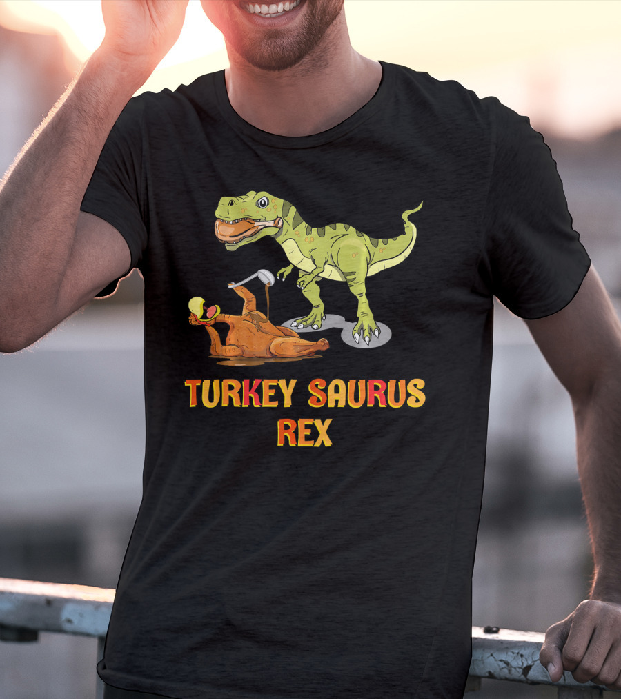 Thanksgiving Turkey Saurus Rex Dinosaur Humor T-Shirt