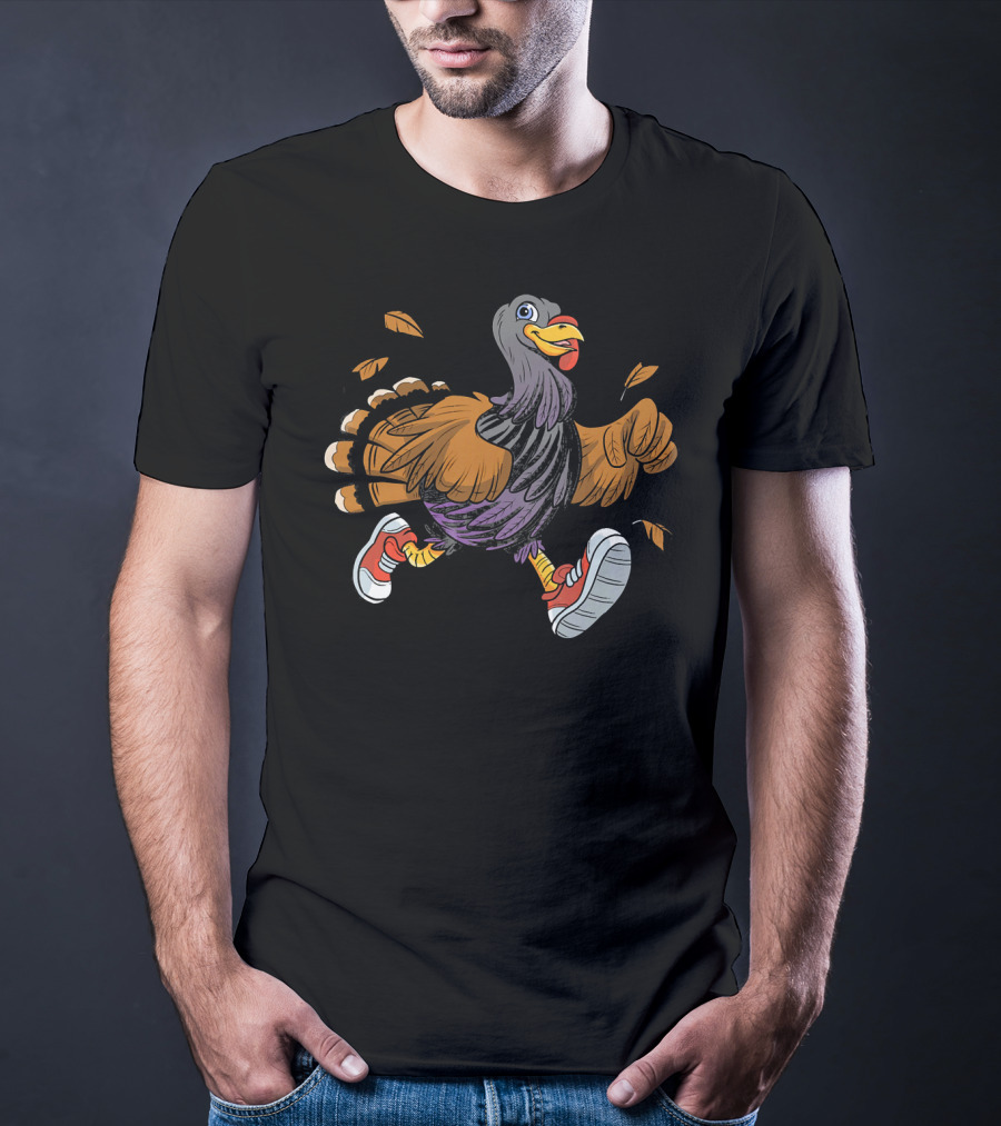 Thanksgiving Fun Running Turkey In Sneakers T-Shirt