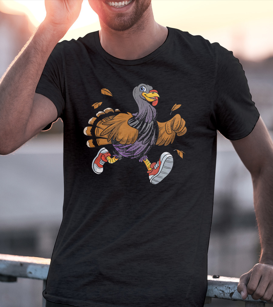 Thanksgiving Fun Running Turkey In Sneakers T-Shirt