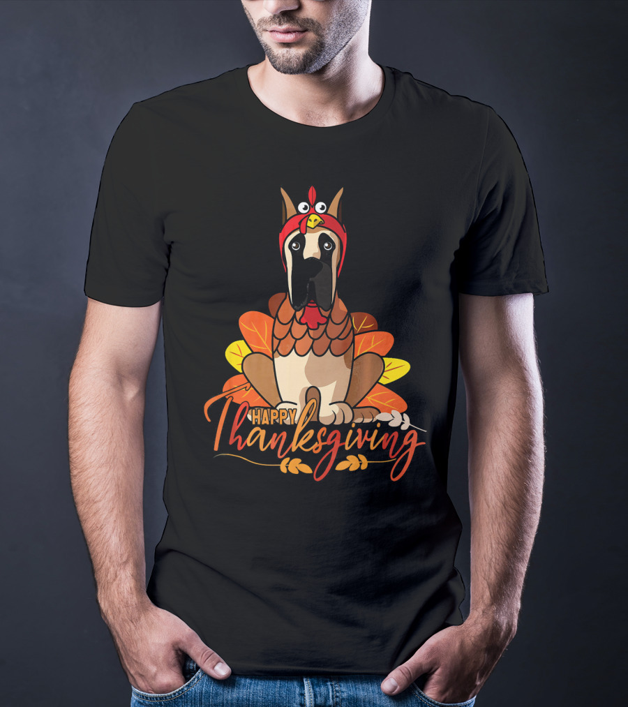 Happy Thanksgiving Funny Great Dane Turkey Costume T-Shirt