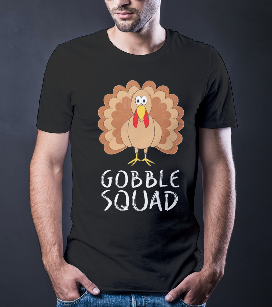 Gobble Squad Cute Turkey Trot Thankful Turkey T-Shirt