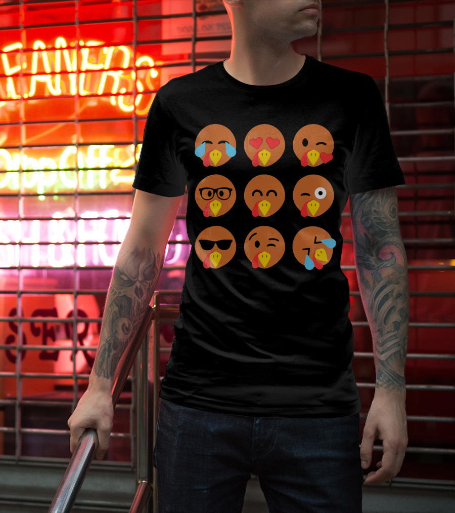 Turkey Emojis Crying Winking Heart Eyes Sunglasses Glasses Expressions T-Shirt