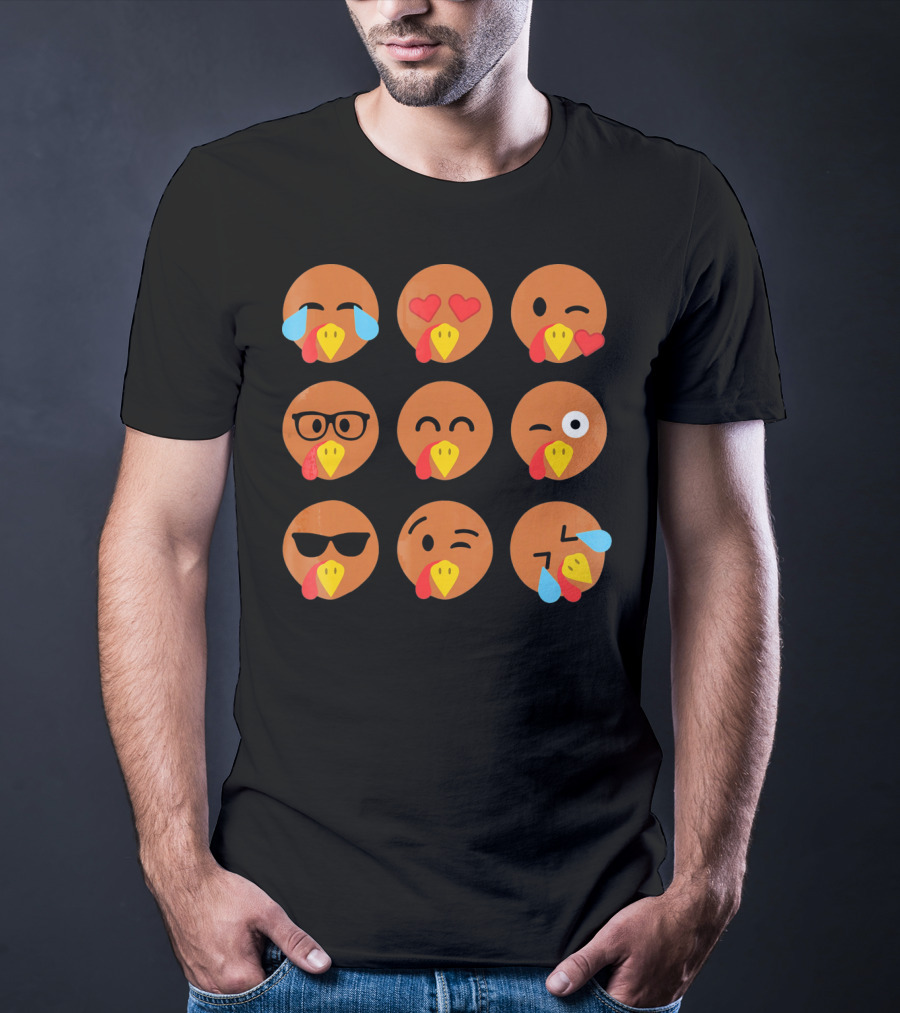 Turkey Emojis Crying Winking Heart Eyes Sunglasses Glasses Expressions T-Shirt
