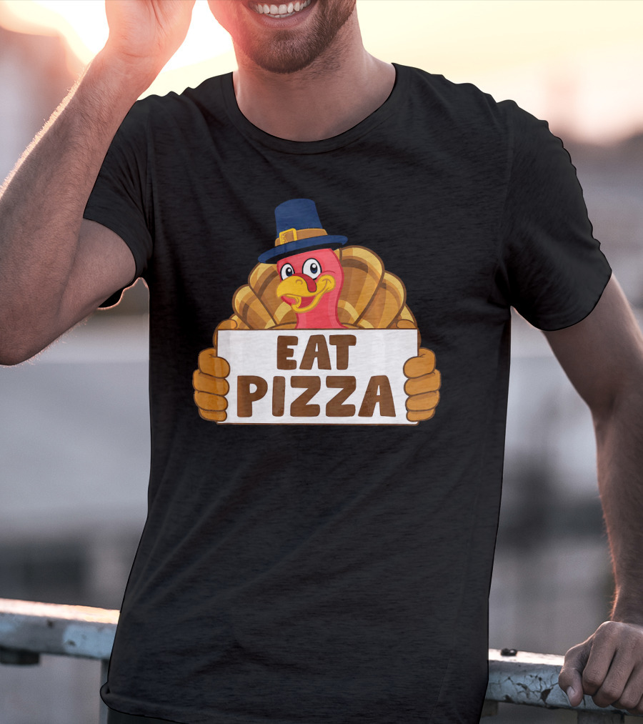 Funny Thanksgiving Turkey Eat Pizza T-Shirt
