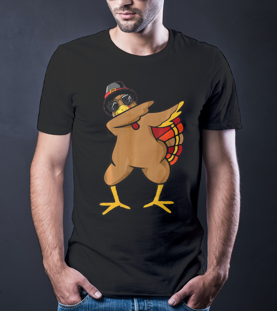 Funny Dabbing Turkey With Sunglasses And Hat T-Shirt