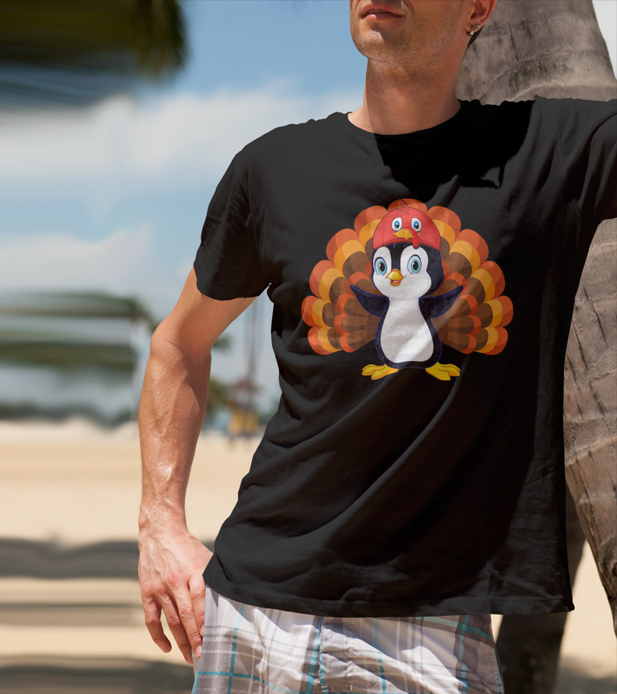 Turkey Penguin Thanksgiving Hybrid Character T-Shirt