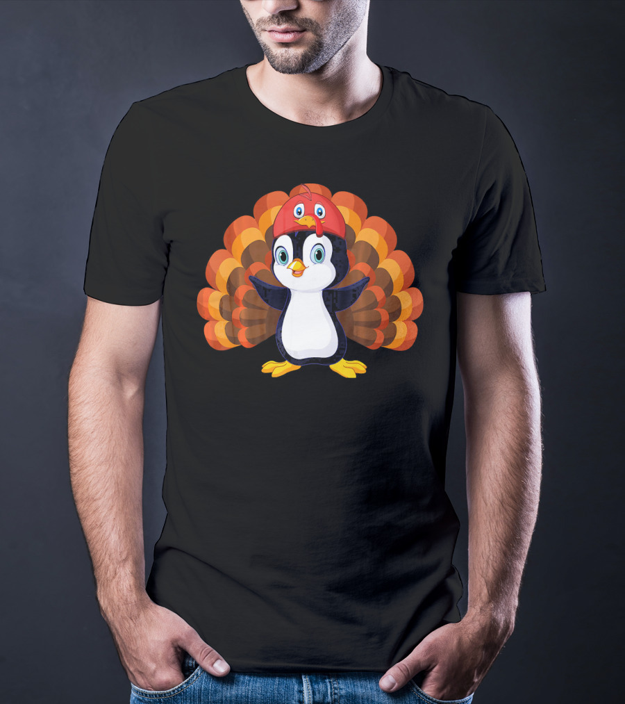 Turkey Penguin Thanksgiving Hybrid Character T-Shirt