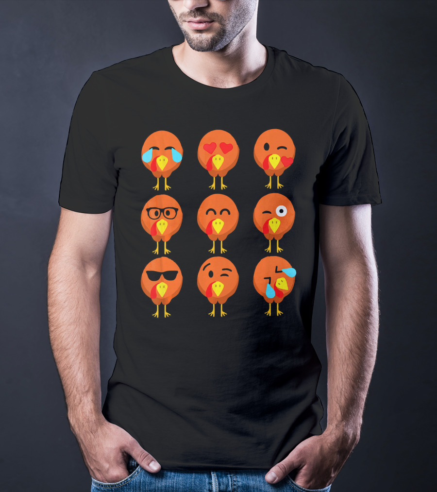 Thanksgiving Turkey Face Emojis With Funny Expressions T-Shirt