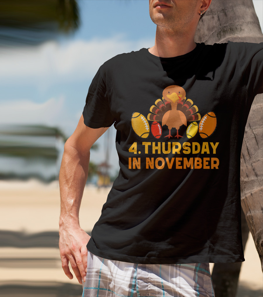4 Thursday In November Funny Turkey Football T-Shirt