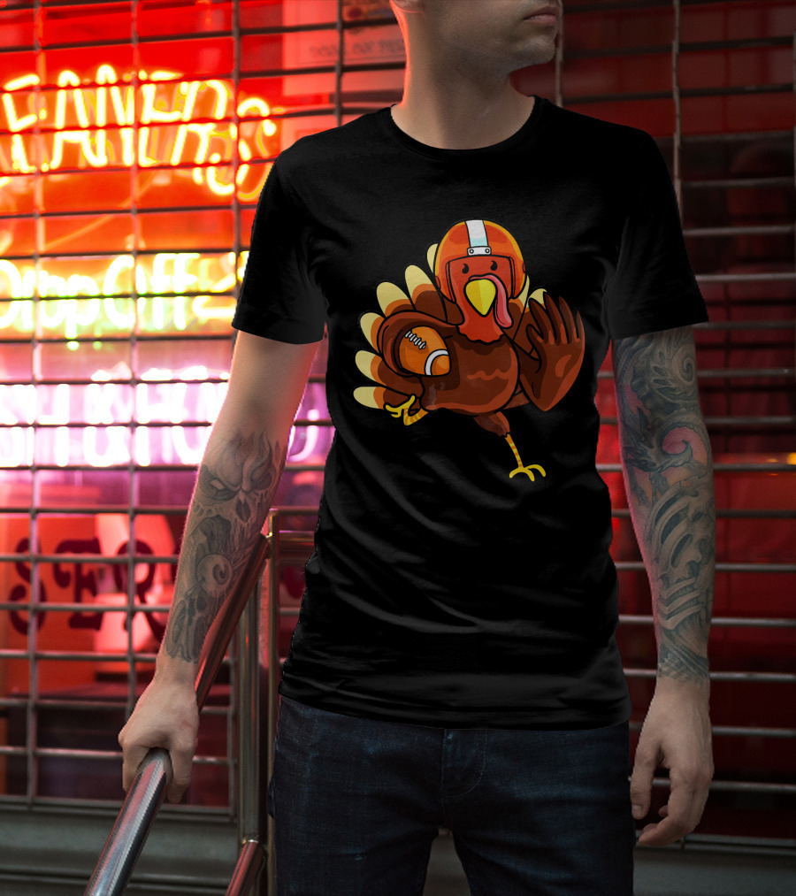 Thanksgiving Turkey In Football Gear Cute Football T-Shirt