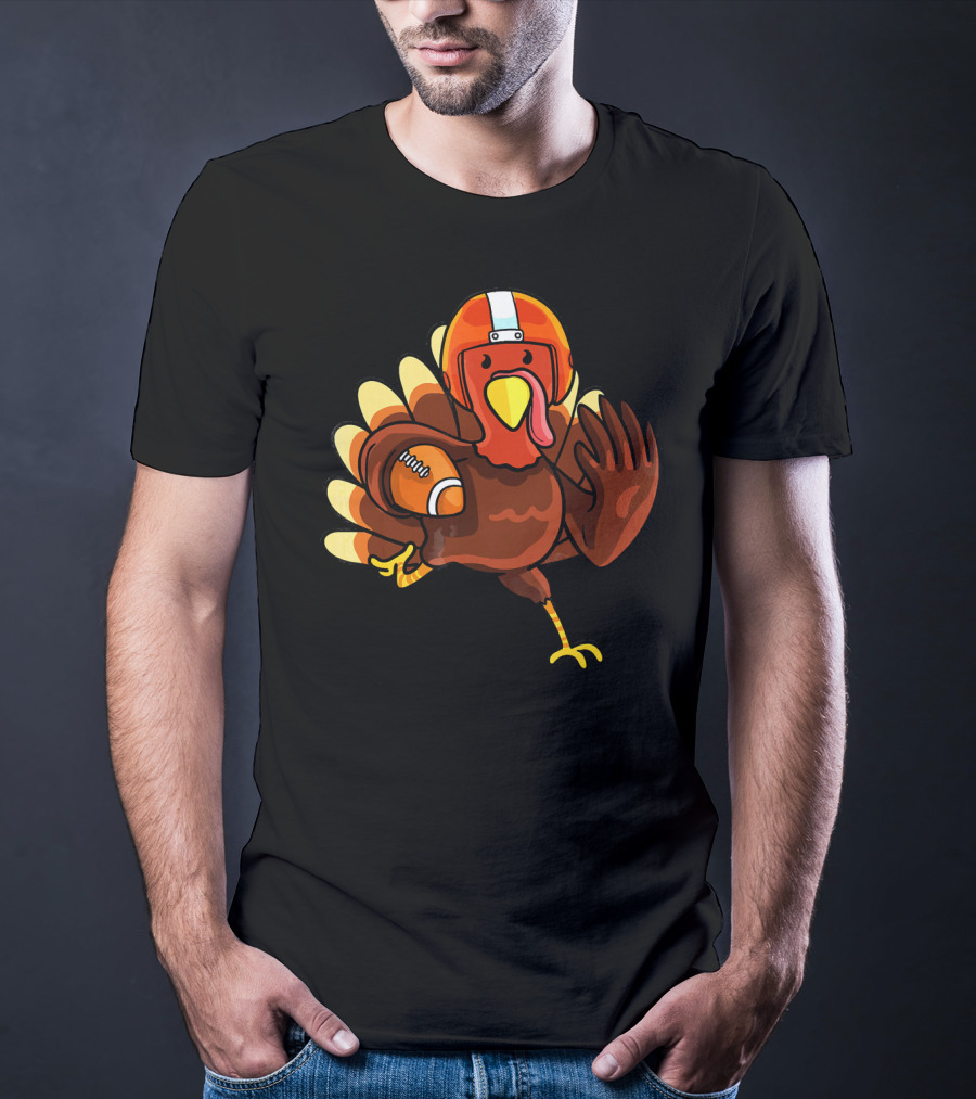 Thanksgiving Turkey In Football Gear Cute Football T-Shirt