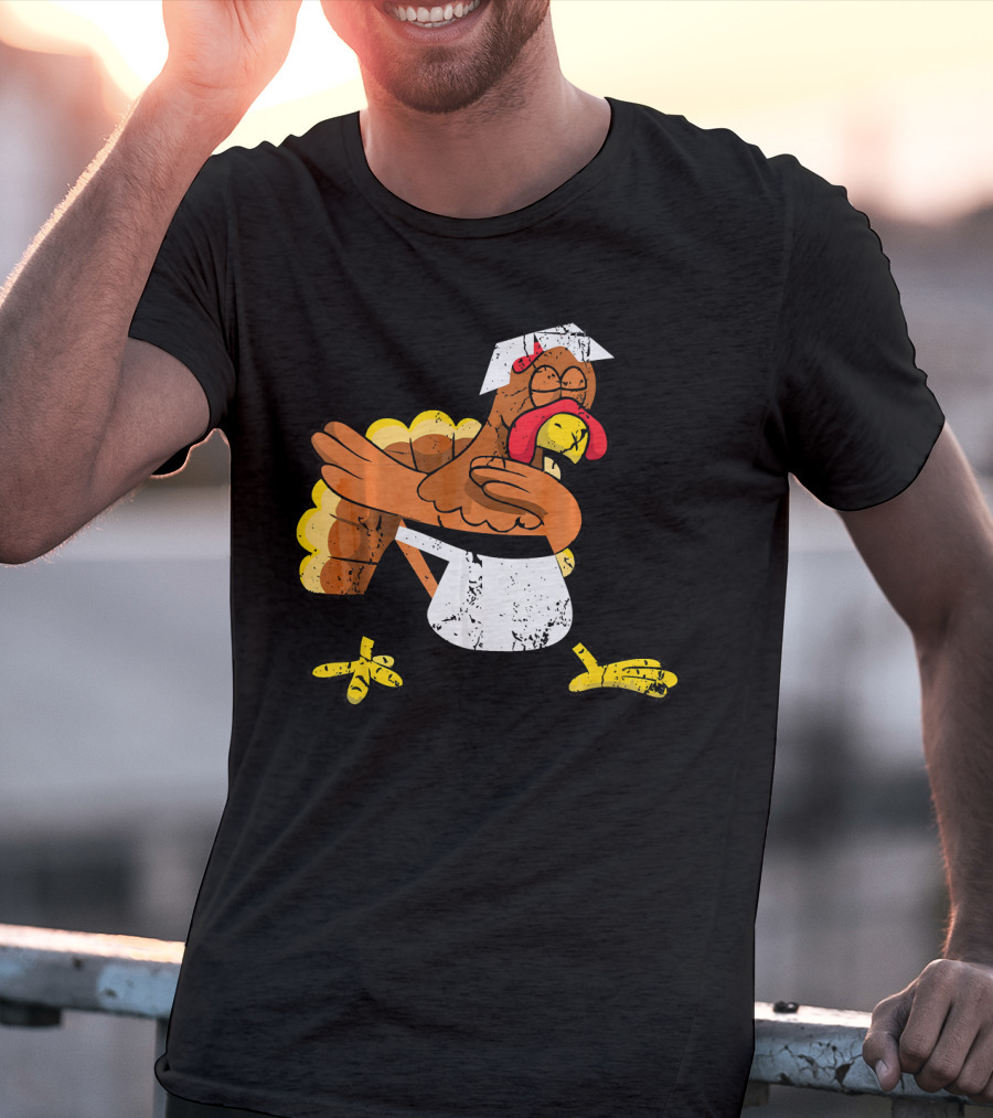 Dabbing Turkey Pilgrim Thanksgiving Dance T-Shirt