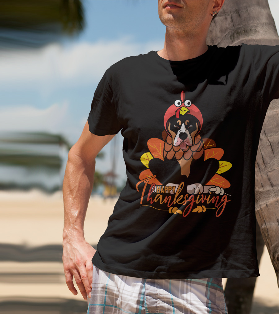 Happy Thanksgiving Funny Pitbull Dog Mom Turkey T-Shirt