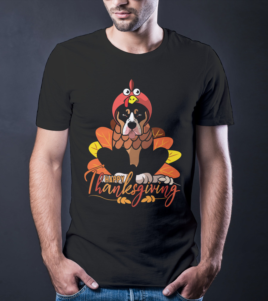 Happy Thanksgiving Funny Pitbull Dog Mom Turkey T-Shirt