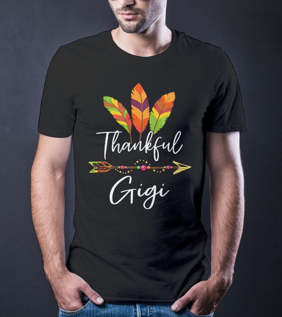 Thankful Gigi Colorful Feather And Arrow T-Shirt