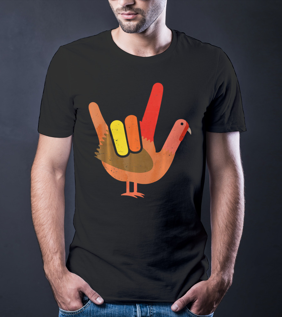 Thanksgiving Turkey American Sign Language Humor T-Shirt