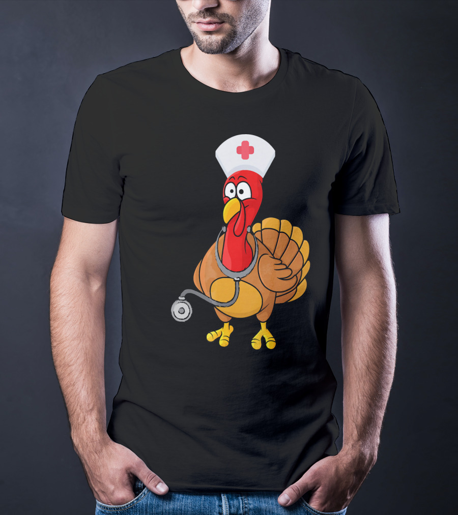 Funny Nurse Turkey For Nurses Thanksgiving T-Shirt