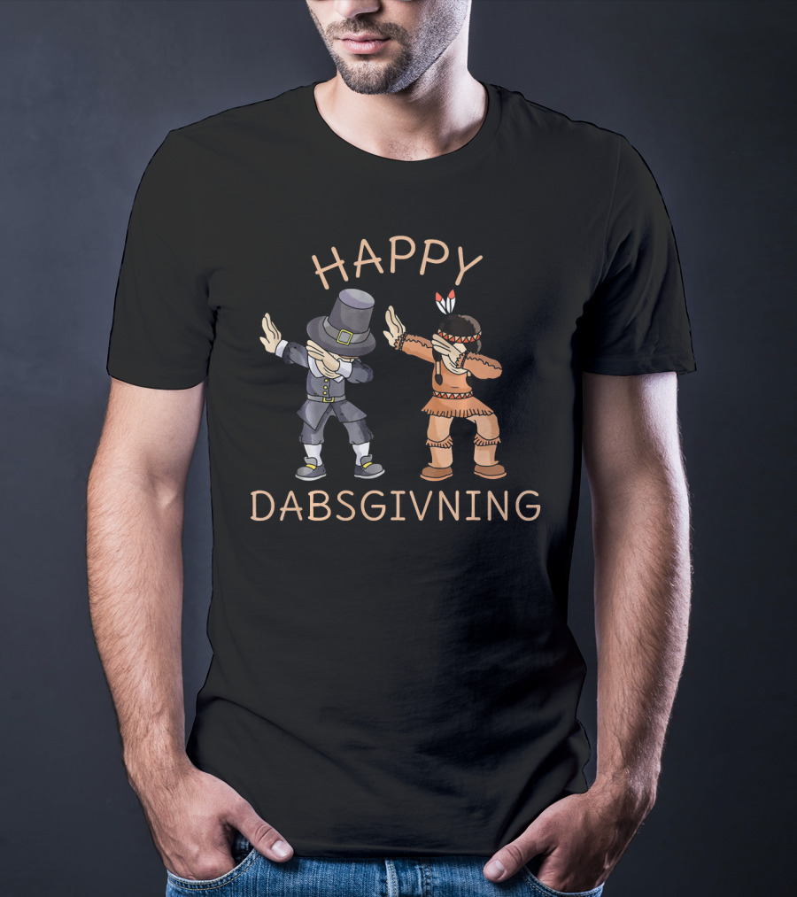 Happy Dabsgiving Pilgrim Indian Dabbing T-Shirt