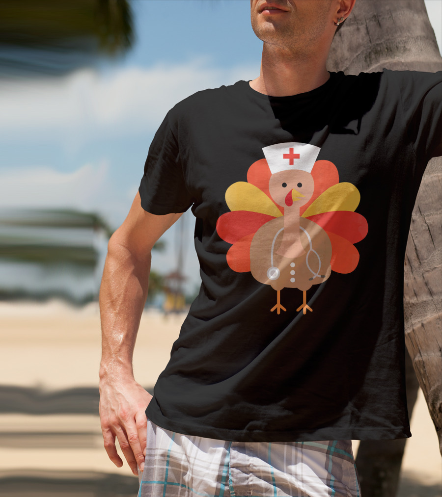 Thanksgiving Nurse Turkey With Stethoscope Cool T-Shirt