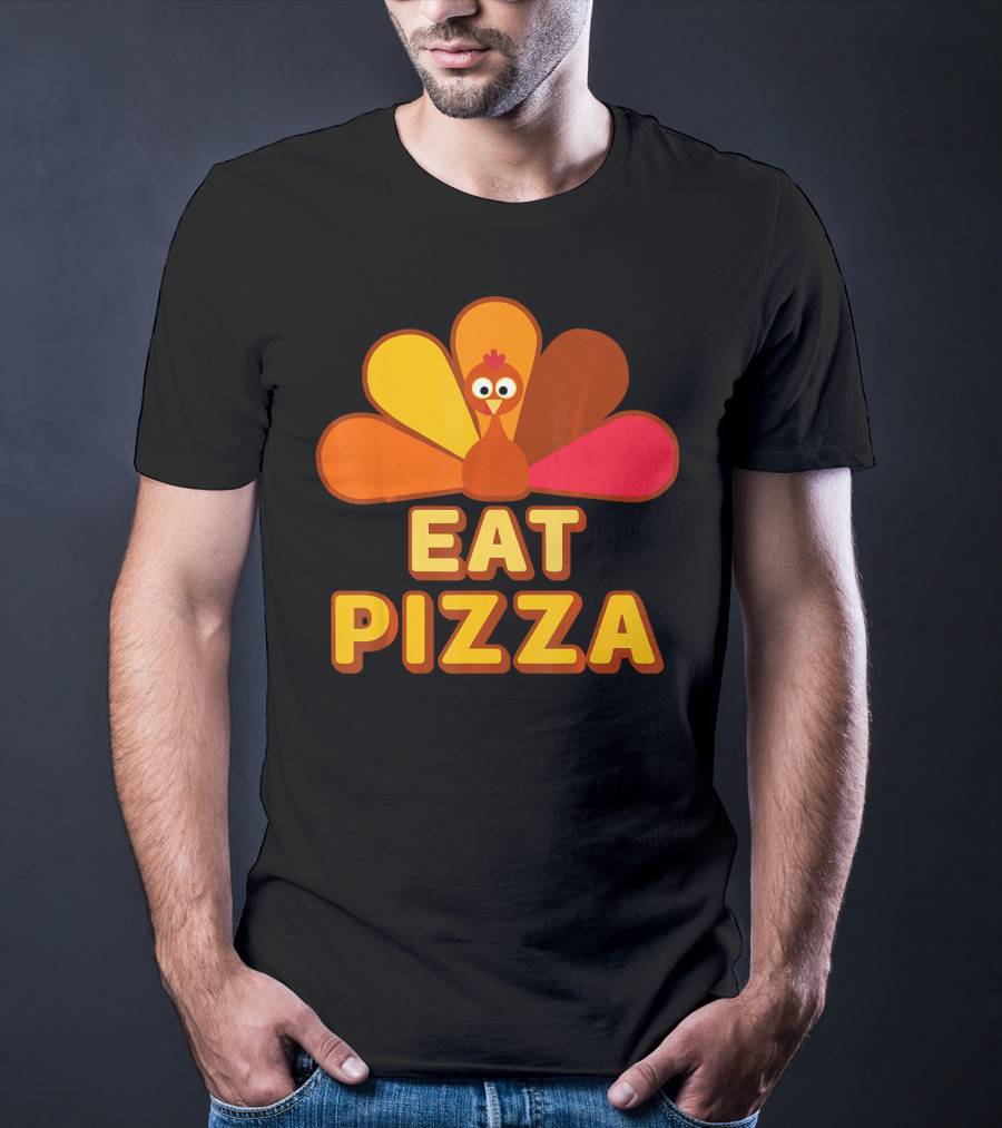 Funny Turkey Eat Pizza Thanksgiving Humor T-Shirt