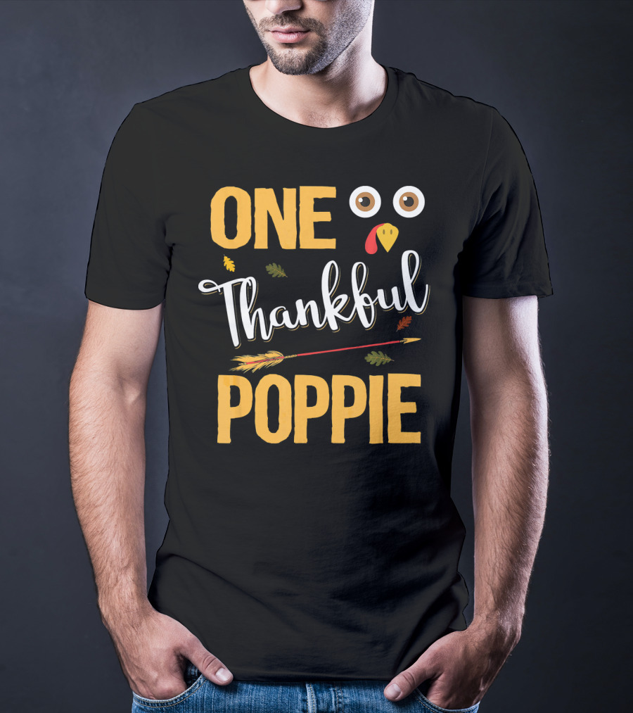 One Thankful Poppie Turkey Face Thanksgiving Elements T-Shirt