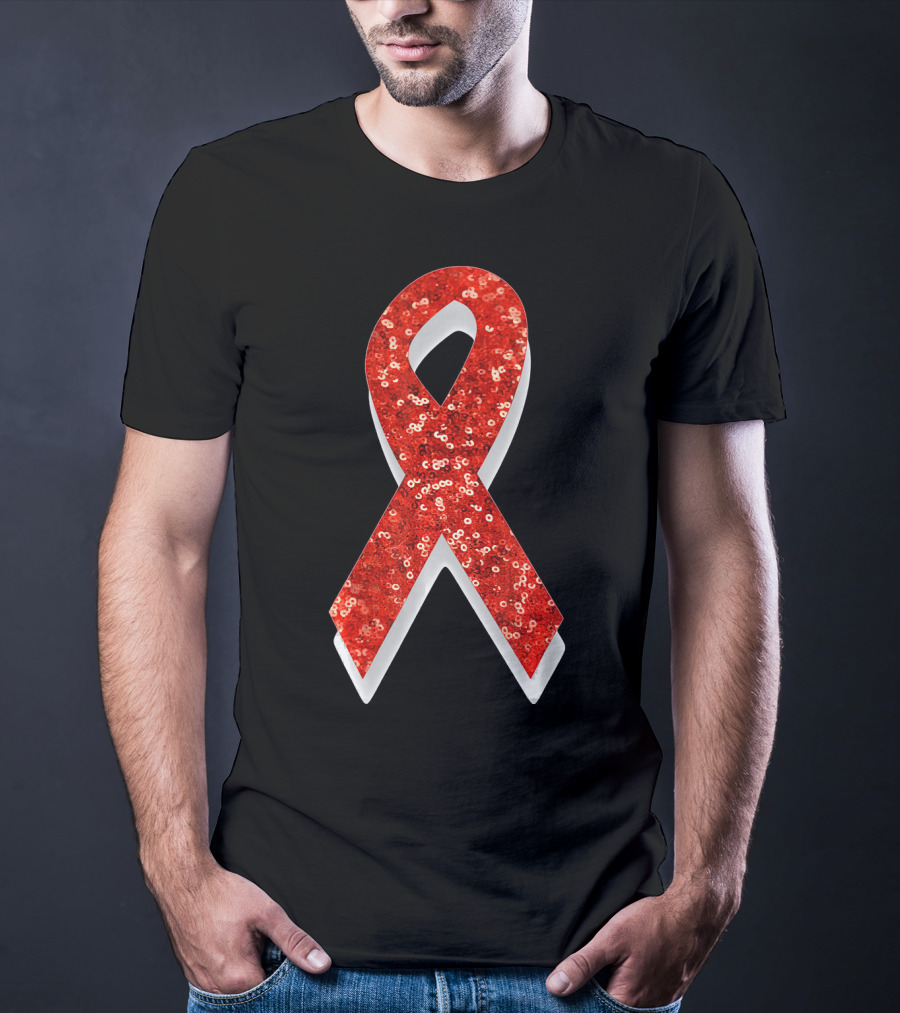 AIDS Awareness Red Ribbon Sequin T-Shirt