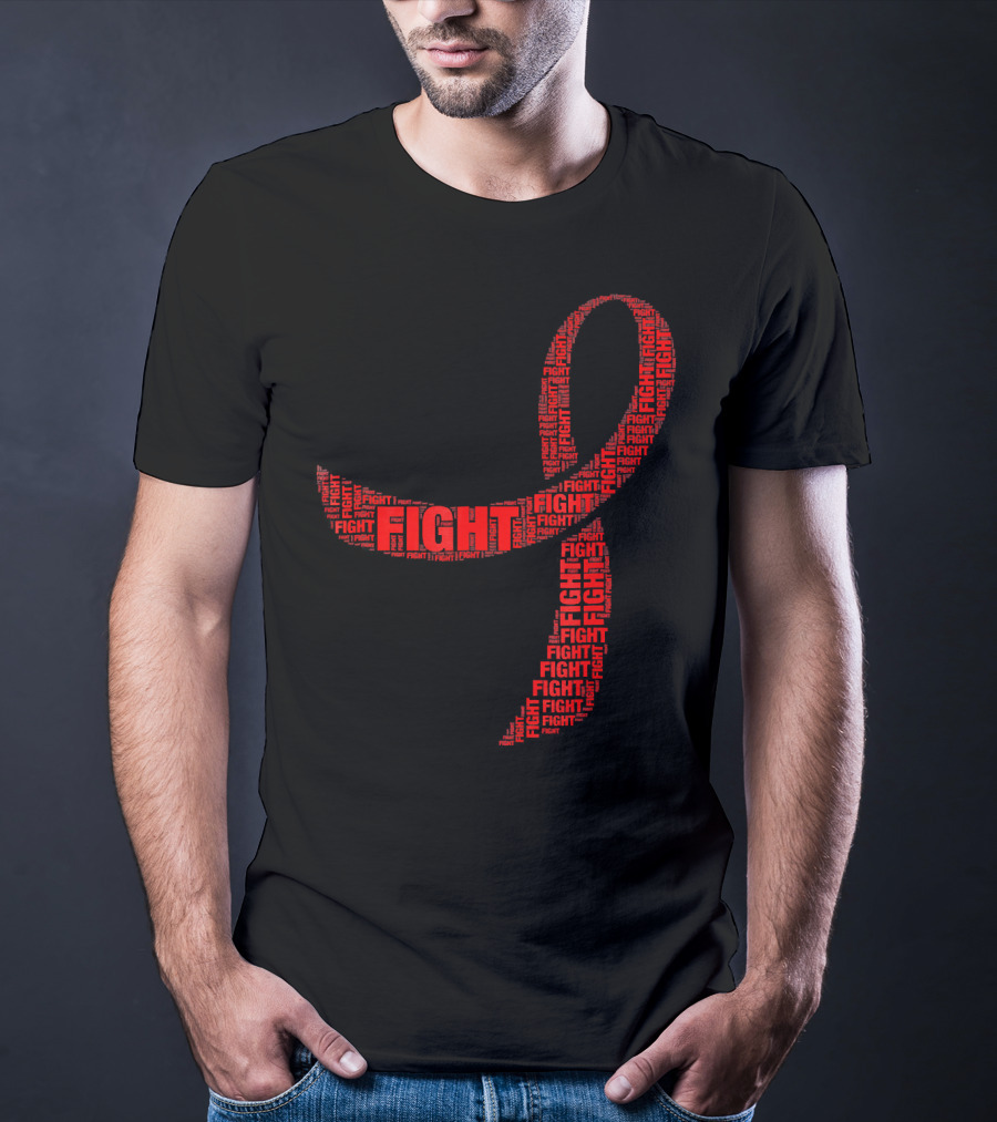 FIGHT Red Ribbon HIV AIDS Awareness T-Shirt