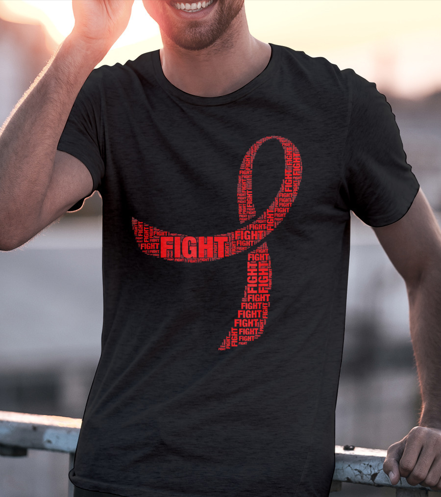 FIGHT Red Ribbon HIV AIDS Awareness T-Shirt