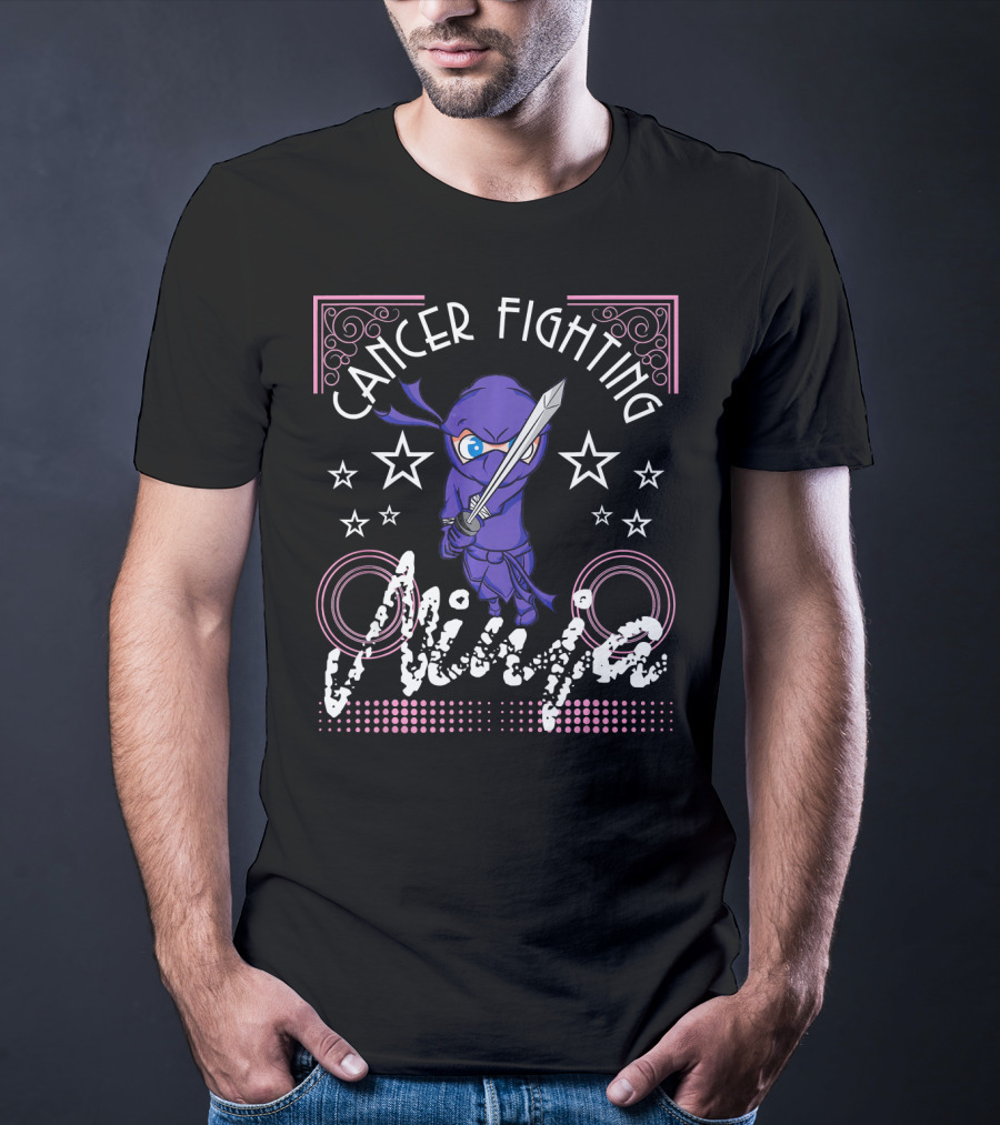 Cancer Fighting Ninja Stars Purple Warrior T-Shirt