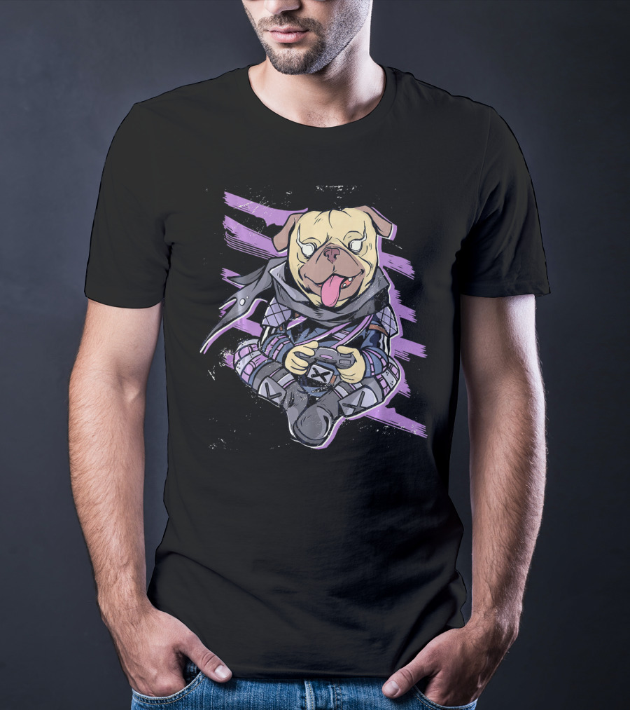 Ninja Pug Playing Video Game Controller Epic Battle T-Shirt