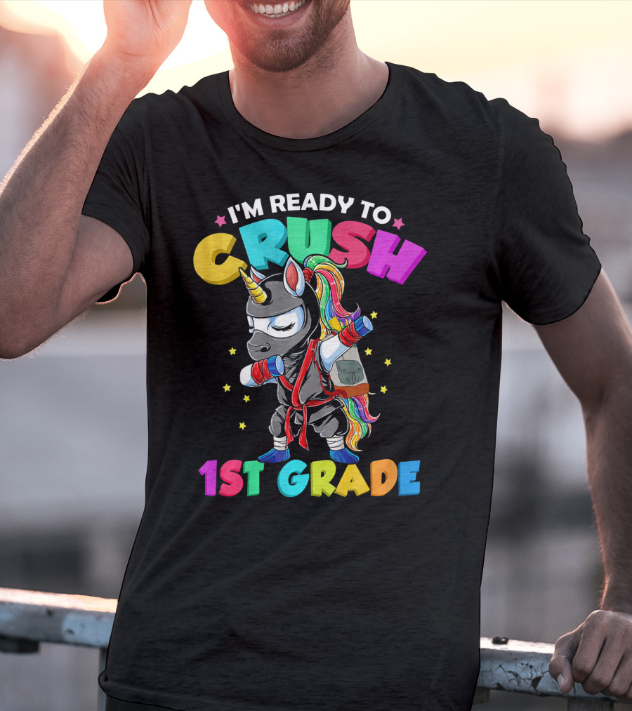 I'm Ready To Crush 1st Grade Dabbing Ninja Unicorn T-Shirt