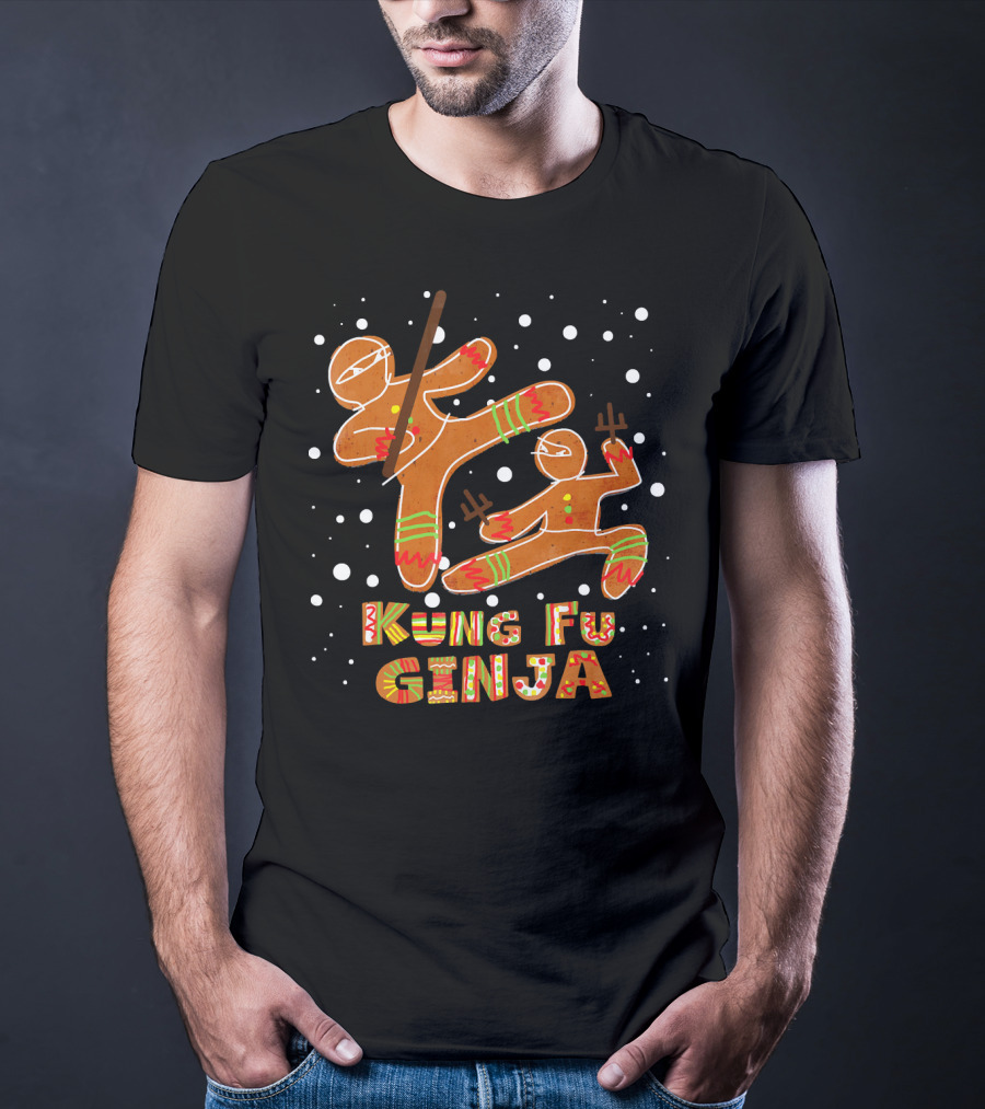 Kung Fu Ginja Gingerbread Ninja Holiday Fight T-Shirt