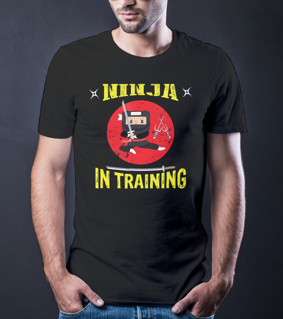 Ninja In Training Samurai Sword Martial Arts Red Circle Shuriken T-Shirt