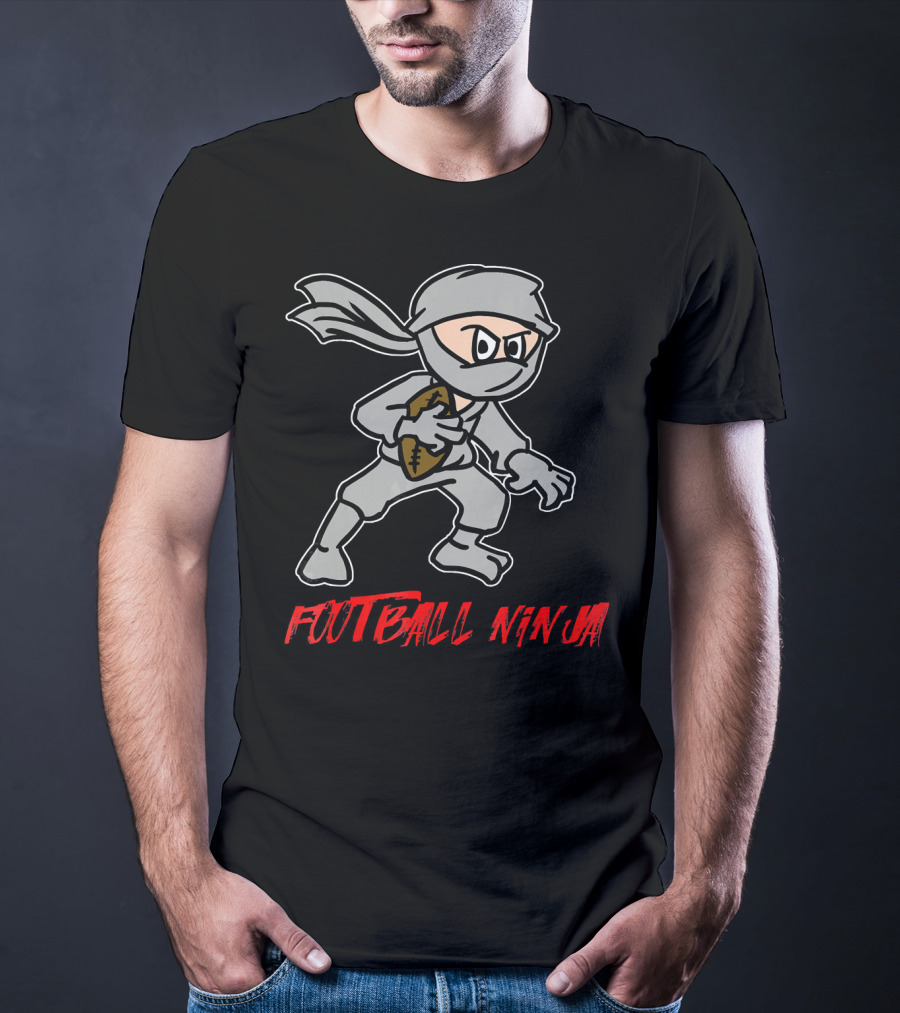 Football Ninja Funny Sport Game League Ninja Holding Football T-Shirt