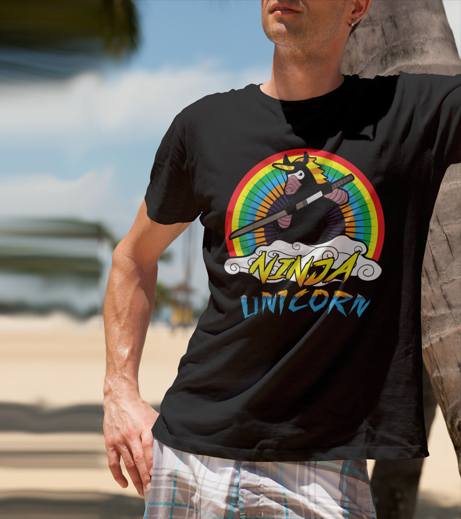 Ninja Unicorn Rainbow Samurai T-Shirt