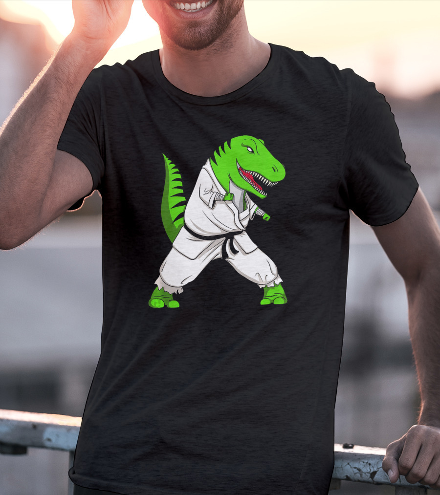 T Rex Dinosaur Karate Ninja Martial Arts Gi T-Shirt