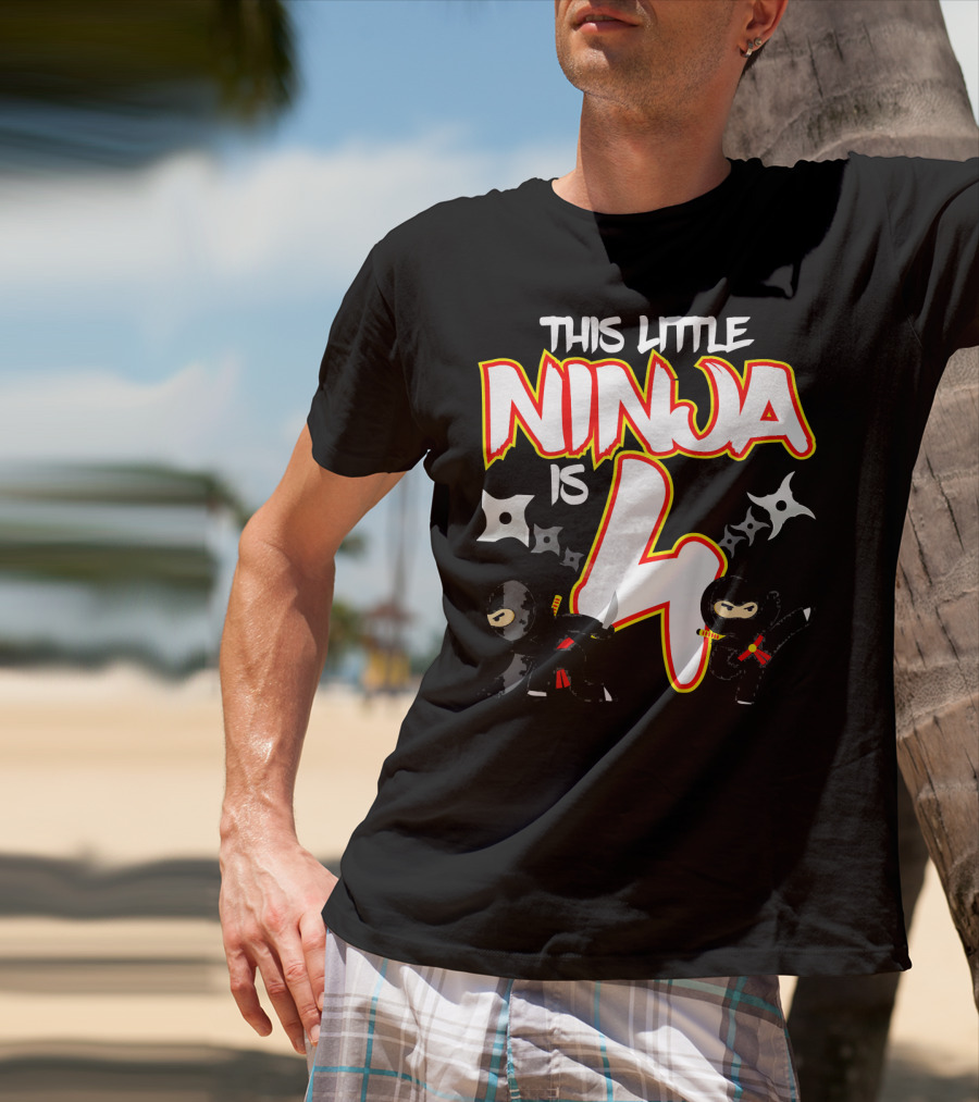 This Little Ninja Is 4 Year Old Birthday Party T-Shirt