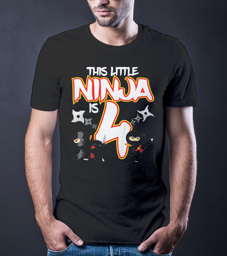 This Little Ninja Is 4 Year Old Birthday Party T-Shirt
