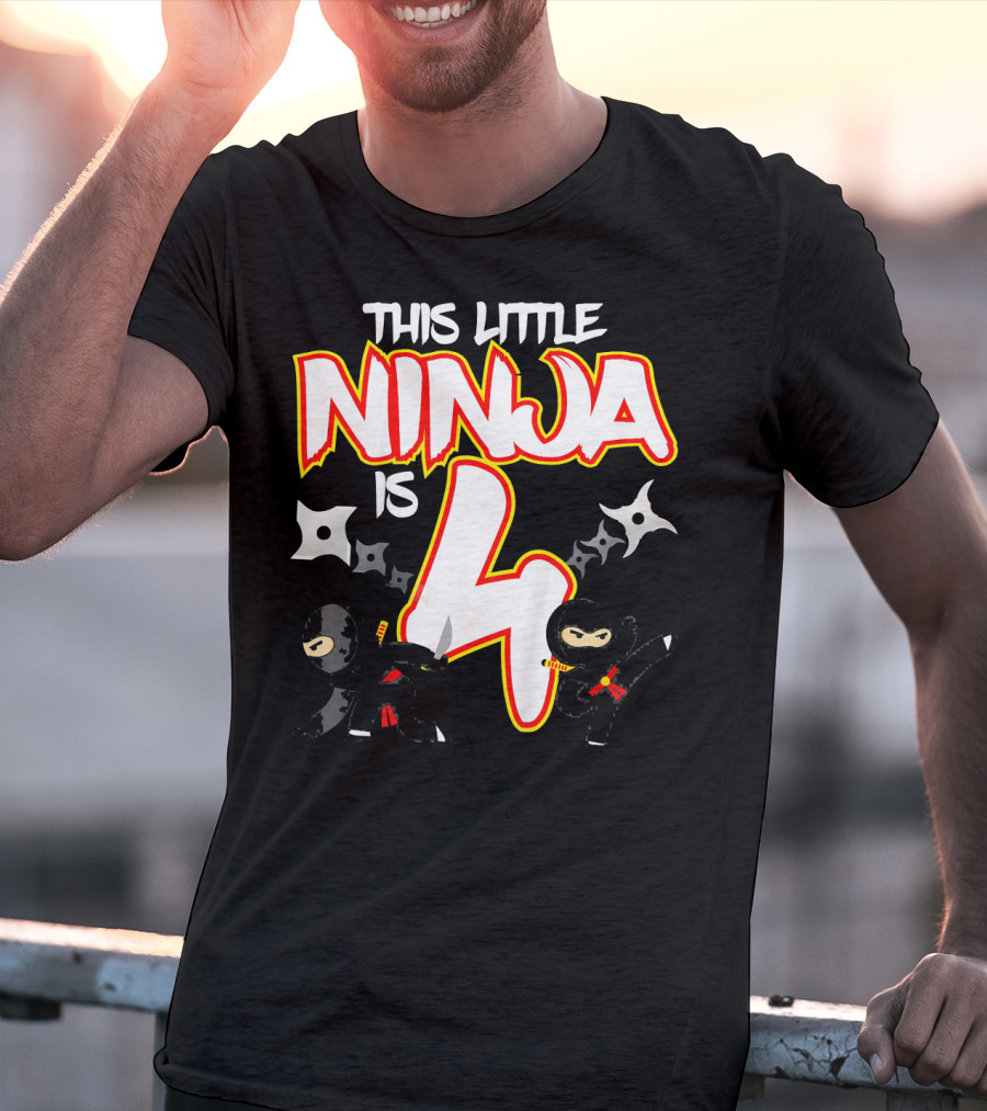 This Little Ninja Is 4 Year Old Birthday Party T-Shirt