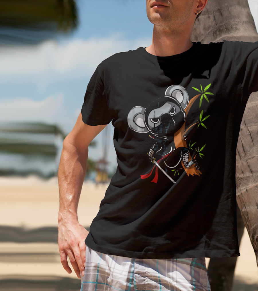 Koala Bear Ninja Samurai With Sword In Tree T-Shirt